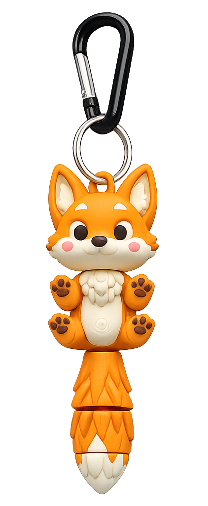 Cute 3D printed fox keychain