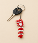 Articulated Fox Tail Keychain - Red White - Image 5