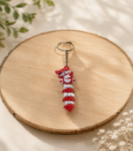 Articulated Fox Tail Keychain - Red White - Image 2