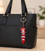 Articulated Fox Tail Keychain - Red White - Image 4