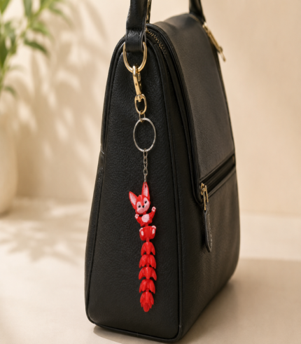 Articulated Fox Tail Keychain - Red — view 3